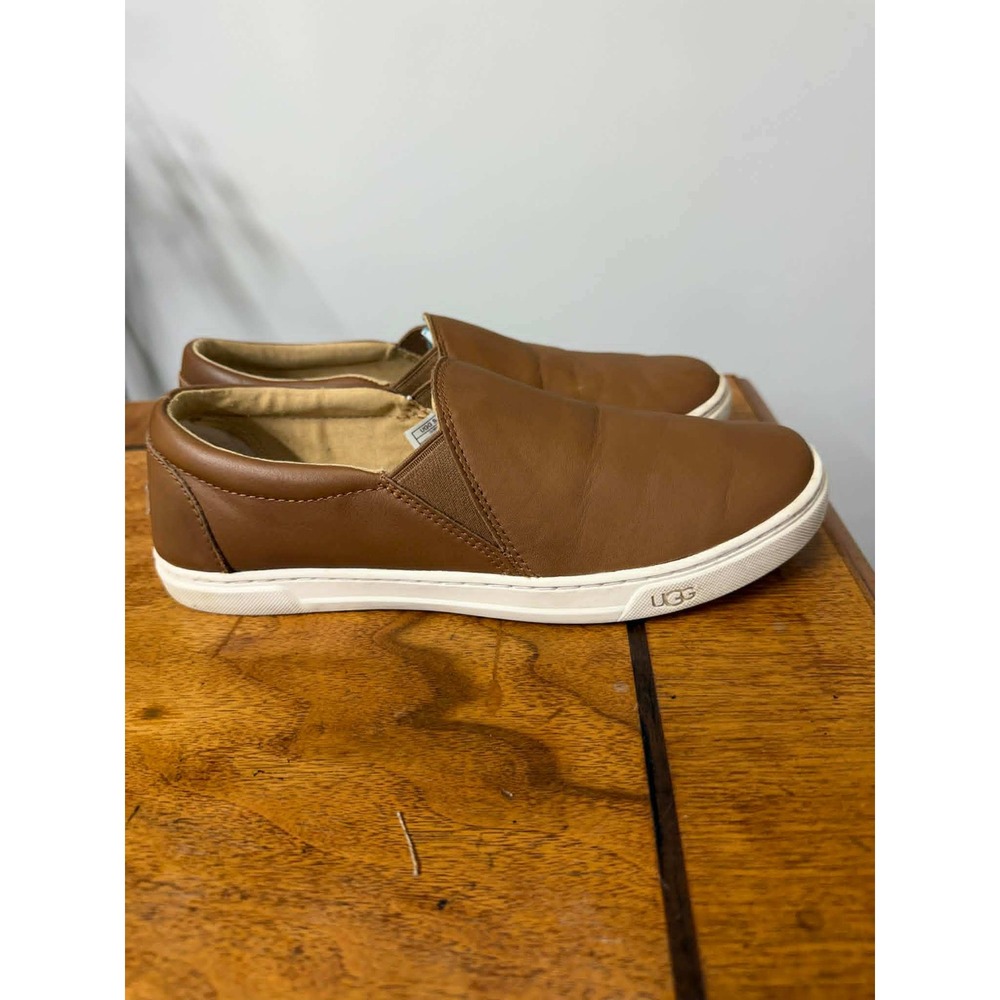 UGG Jass Chestnut Leather Slip On Sneakers Womens 8 Brown Low Top Shoes 1102292 - Picture 3 of 9